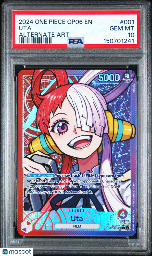 2024 One Piece Op06-Wings Of The Captain Uta #001 Alternate Art PSA 10