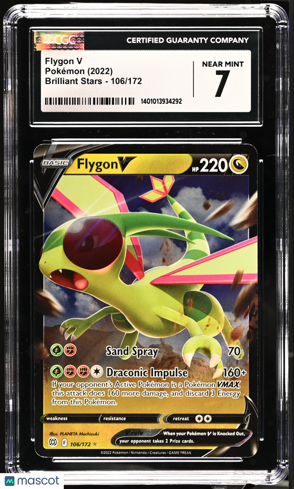2022 Pokemon Brilliant Stars Flygon V #106/172 106/172 CGC 7
