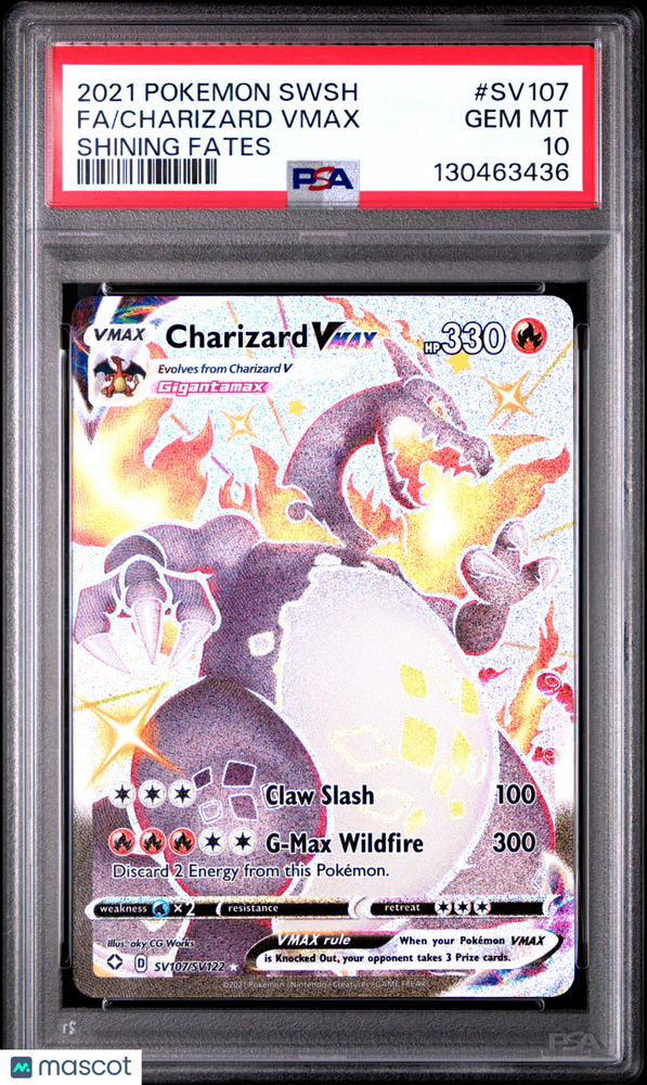 2021 Pokemon Sword & Shield Shining Fates Charizard VMAX #SV107 Fa Shining Fates PSA 10