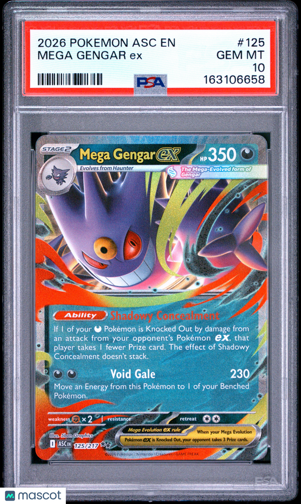 2026 Pokemon Asc EN-Ascended Heroes Mega Gengar EX #125 PSA 10