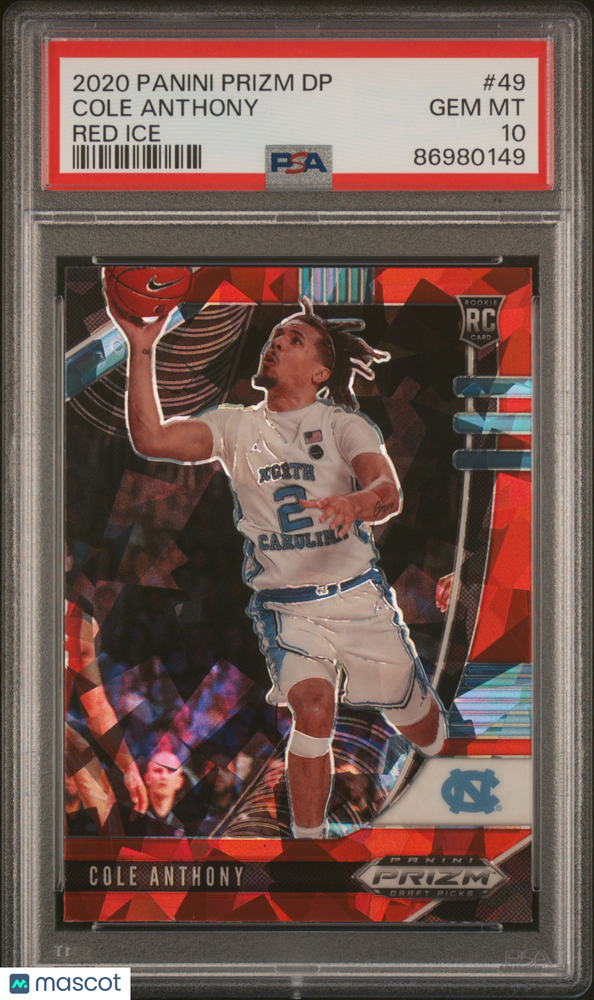 2020 Panini Prizm Draft Picks Cole Anthony #49 Red Ice PSA 10