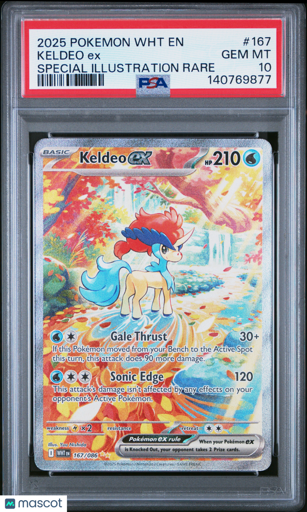 2025 Pokemon WHT EN-White Flare Keldeo EX #167 Special Illustration Rare PSA 10