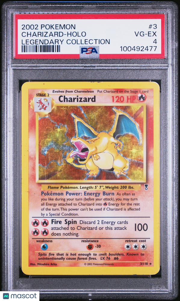 2002 Pokemon Legendary Collection Charizard #3 Legendary Collection PSA 4