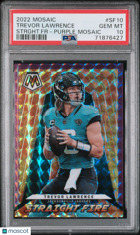 2022 Panini Mosaic Straight Fire Trevor Lawrence #SF10 Strght. FR Purple PSA 10