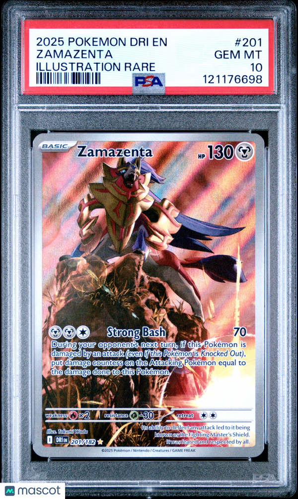 2025 Pokemon Dri EN-Destined Rivals Zamazenta #201 Illustration Rare PSA 10