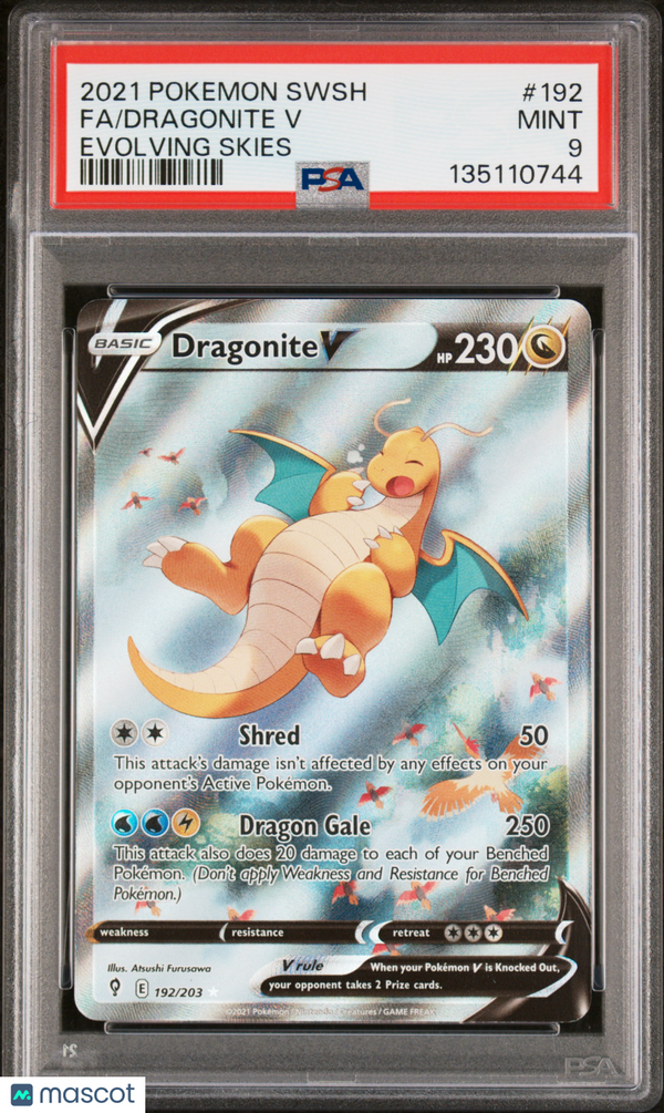2021 Pokemon Sword & Shield Evolving Skies Dragonite V #192 Fa Evolving Skies PSA 9