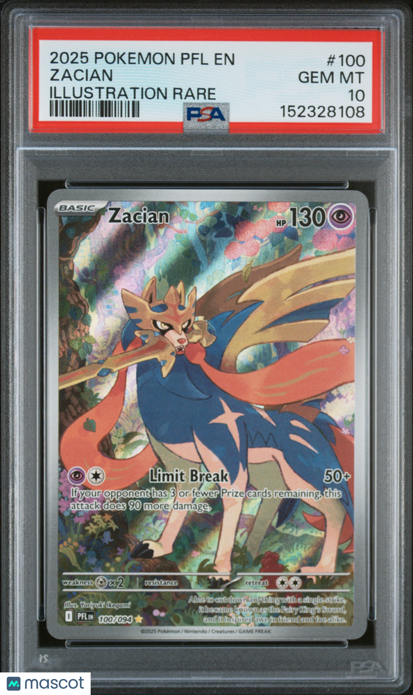 2025 Pokemon PFL EN-Phantasmal Flames Zacian #100 Illustration Rare PSA 10