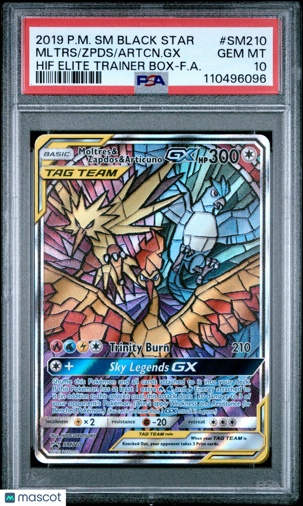 2019 Pokemon SM Black Star Promo Artcn. GX Mltrs Zpds #SM210 Hif Elite Trainer Box-F.A. PSA 10
