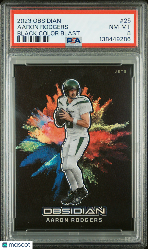 2023 Panini Obsidian Black Color Blast Aaron Rodgers #25 PSA 8