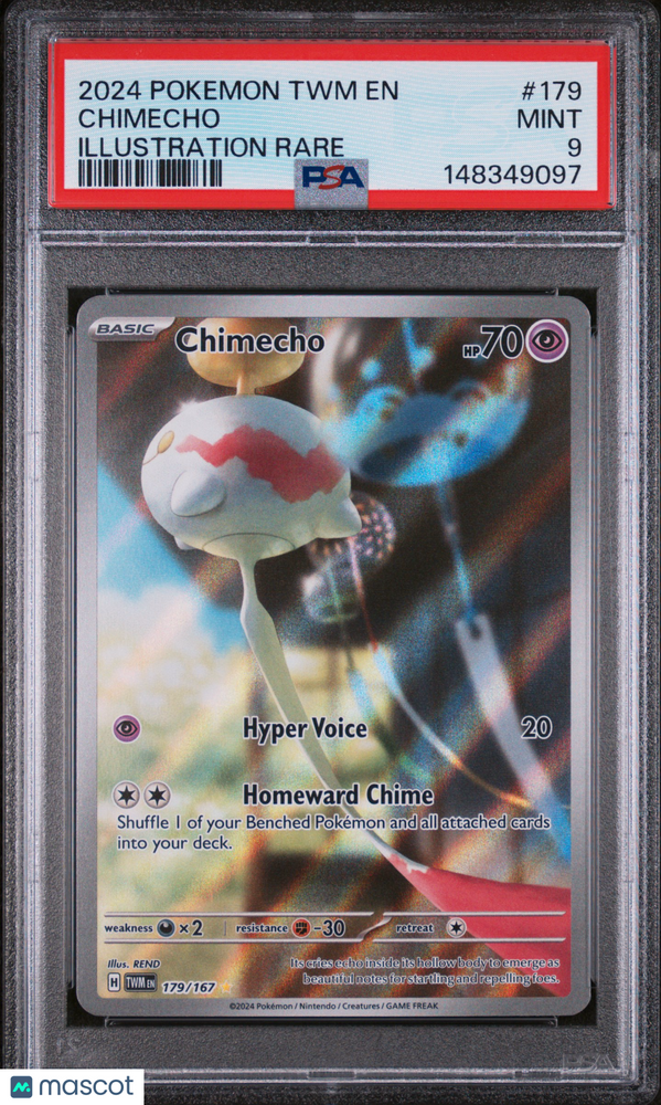 2024 Pokemon TWM EN-Twilight Masquerade Chimecho #179 Illustration Rare PSA 9