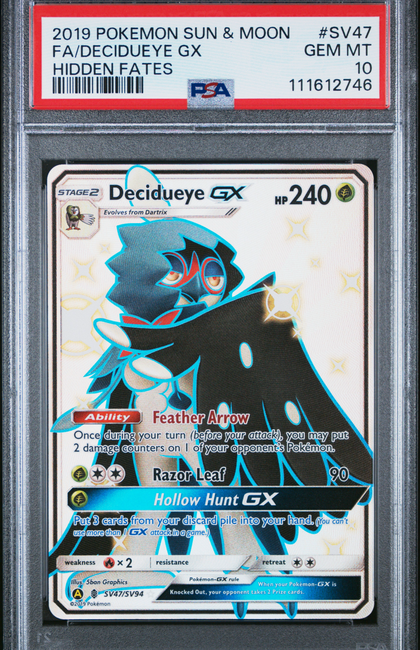 2019 Pokemon Sun & Moon Hidden Fates Decidueye GX #SV47 Fa Hidden Fates PSA 10
