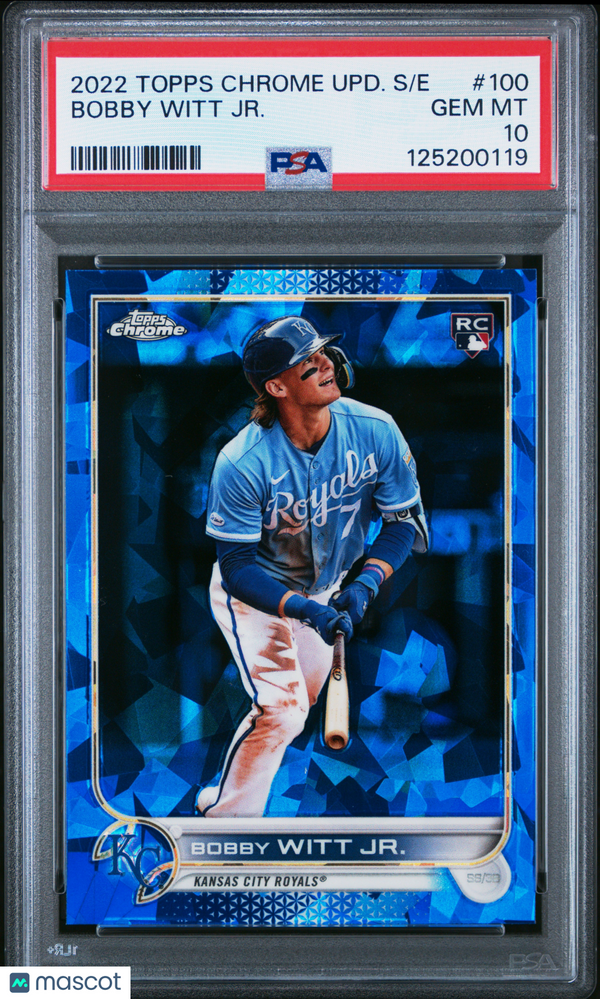 2022 Topps Chrome Update Sapphire Edition Bobby Witt JR. #100 PSA 10