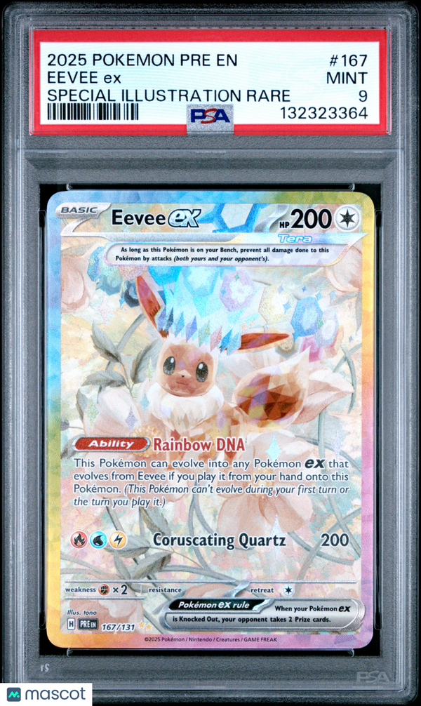 2025 Pokemon Pre EN-Prismatic Evolutions Eevee EX #167 SIR PSA 9