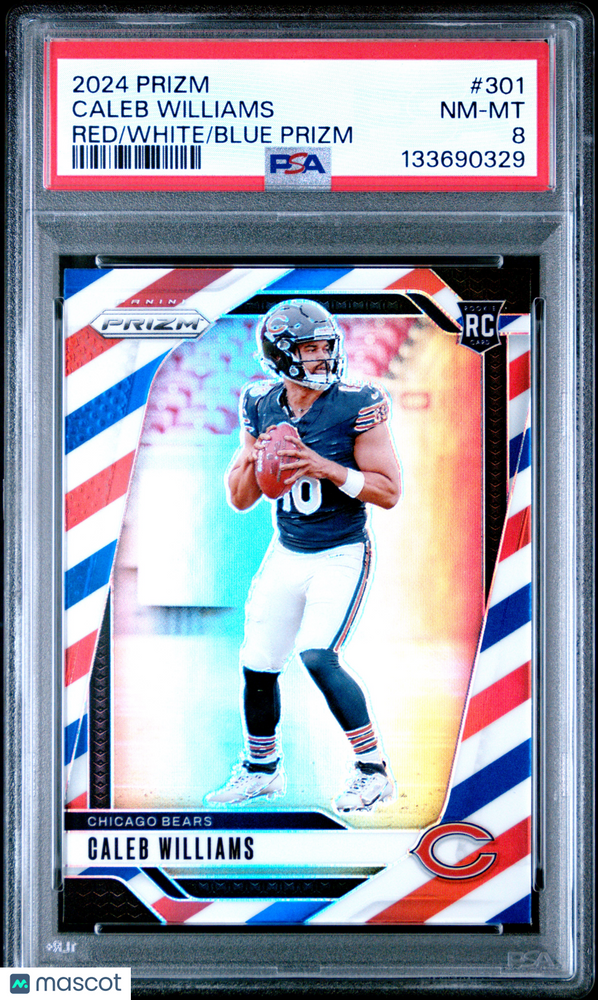 2024 Panini Prizm Caleb Williams #301 Red White Blue PSA 8