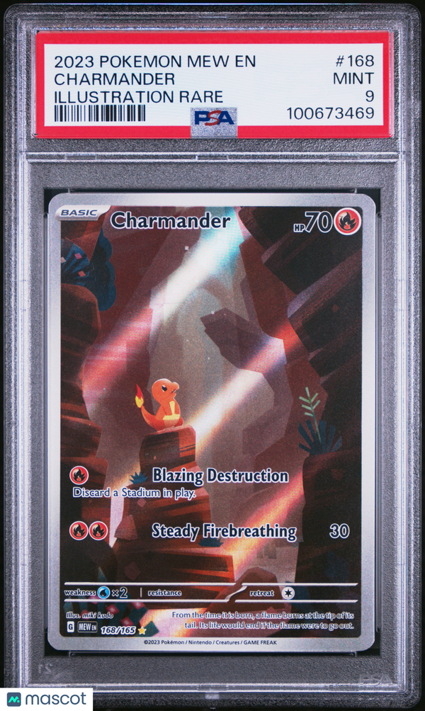 2023 Pokemon Mew EN-151 Charmander #168 Illustration Rare PSA 9