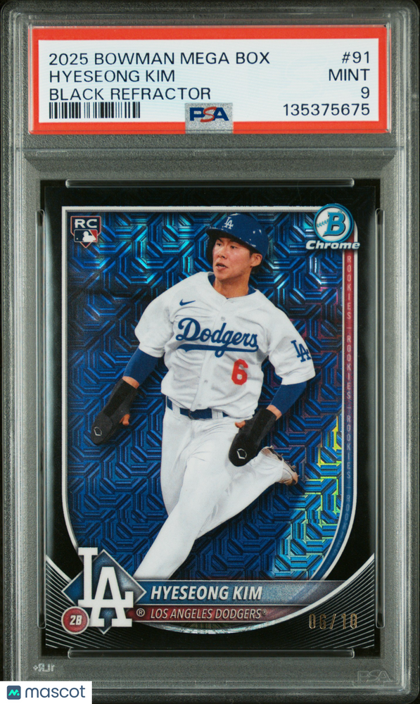 2025 Bowman Mega Box Chrome Hyeseong Kim #91 Black Refractor PSA 9