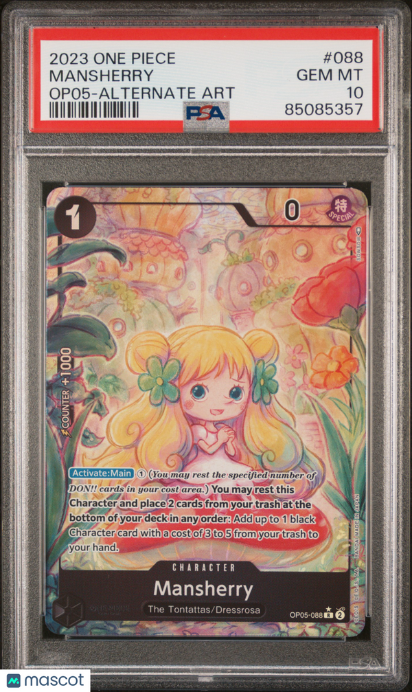 2023 One Piece Op05-Awakening Of The New Era Mansherry #088 Alternate Art PSA 10