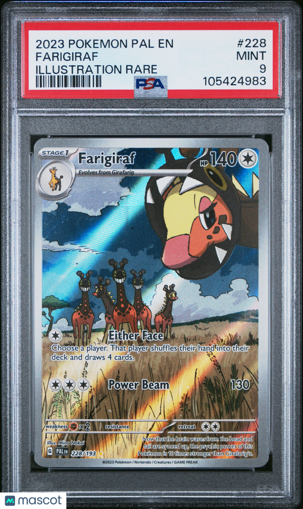 2023 Pokemon Pal EN-Paldea Evolved Farigiraf #228 Illustration Rare PSA 9