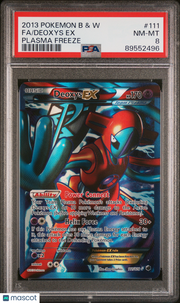 2013 Pokemon Black & White Plasma Freeze Deoxys EX #111 Fa Plasma Freeze PSA 8