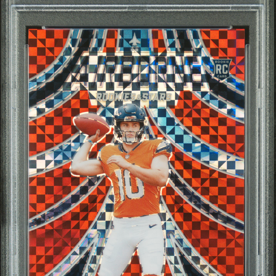 2024 Panini Rookies & Stars Airborne Bo Nix #ABNX Red Plaid PSA 10