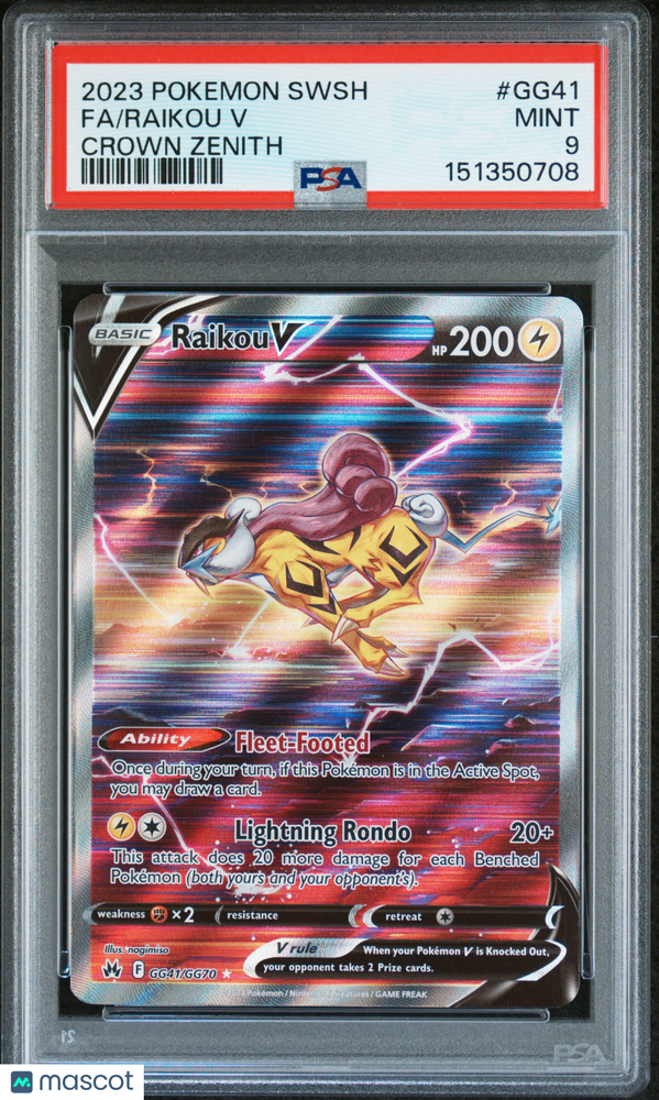 2023 Pokemon Sword And Shield Crown Zenith Raikou V #GG41 Crown Zenith Fa PSA 9