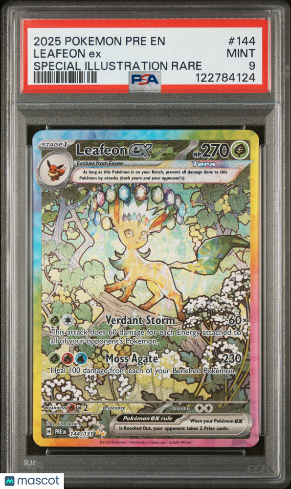 2025 Pokemon Pre EN-Prismatic Evolutions Leafeon EX #144 Special Illustration Rare PSA 9