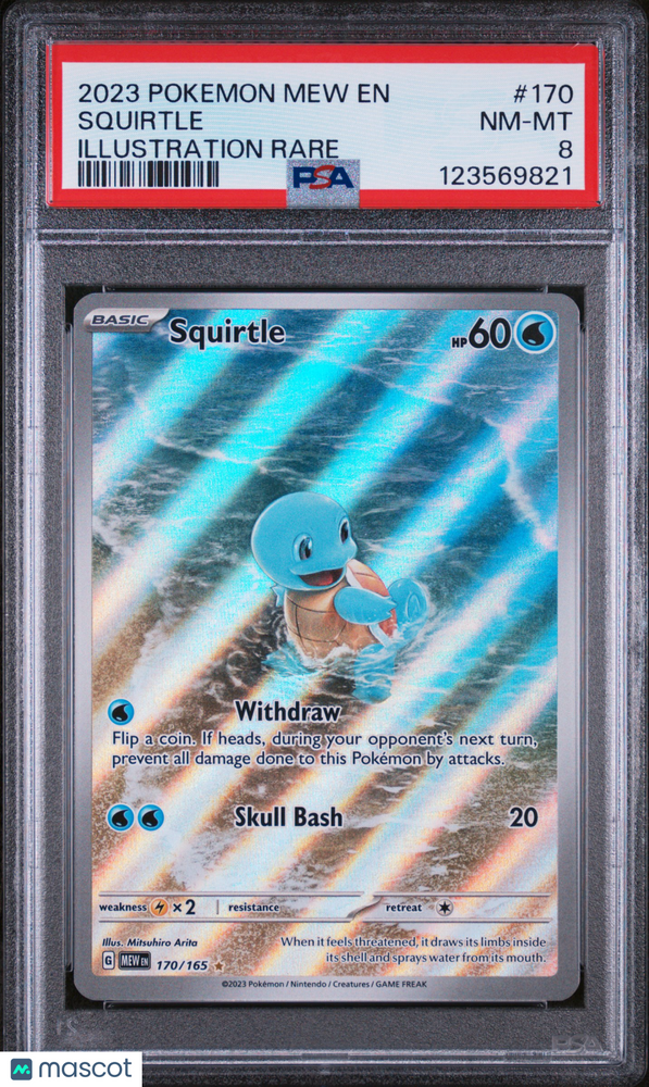 2023 Pokemon Mew EN-151 Squirtle #170 Illustration Rare PSA 8
