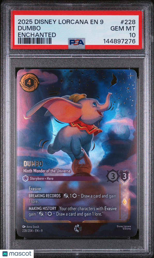 2025 Disney Lorcana EN 9-Fabled Dumbo #228 Enchanted PSA 10