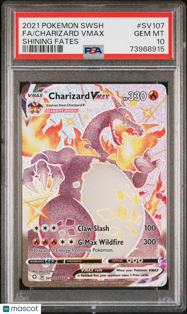 2021 Pokemon SWSH Shining Fates Charizard VMAX #SV107 Fa Shining Fates PSA 10