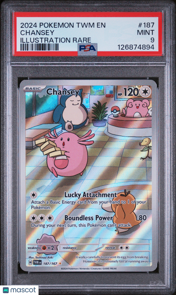 2024 Pokemon TWM EN-Twilight Masquerade Chansey #187 Illustration Rare PSA 9