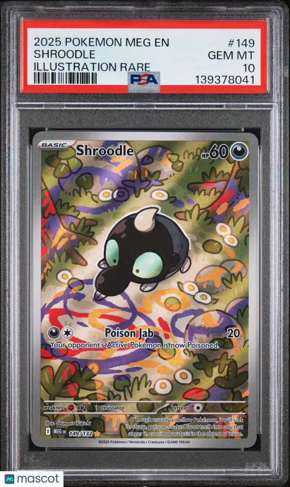 2025 Pokemon Meg EN-Mega Evolution Shroodle #149 Illustration Rare PSA 10