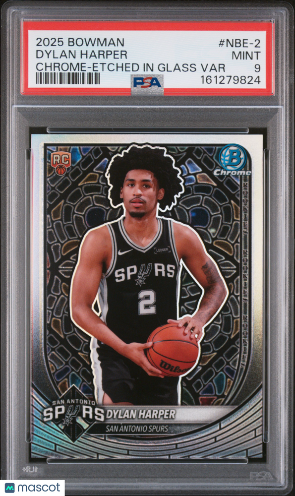 2025 Bowman Dylan Harper #NBE-2 Chrome Etched In Glass Var PSA 9