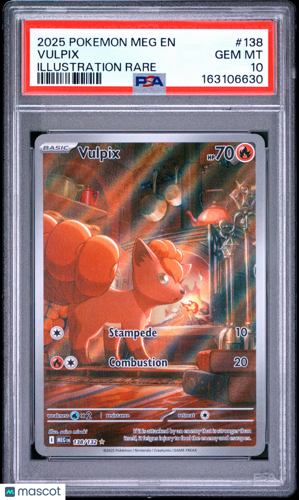 2025 Pokemon Meg EN-Mega Evolution Vulpix #138 Illustration Rare PSA 10