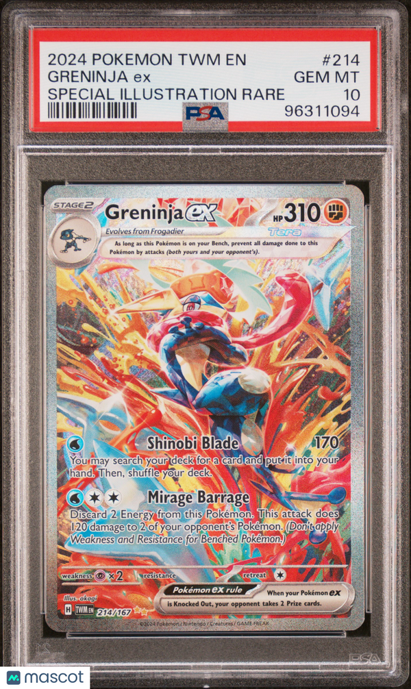 2024 Pokemon TWM EN-Twilight Masquerade Greninja EX #214 SIR PSA 10