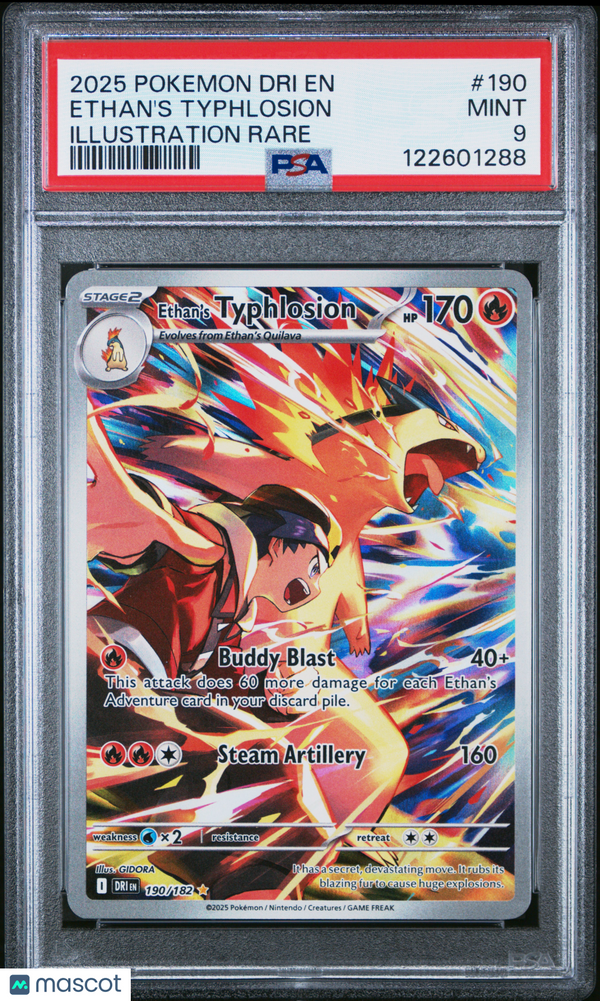 2025 Pokemon Dri EN-Destined Rivals Ethan's Typhlosion #190 Illustration Rare PSA 9