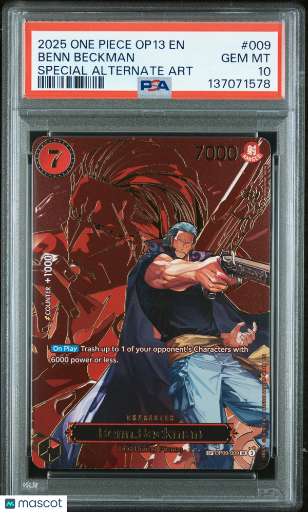 2025 One Piece Op13-Carrying On His Will Benn Beckman #009 Special Alternate Art PSA 10