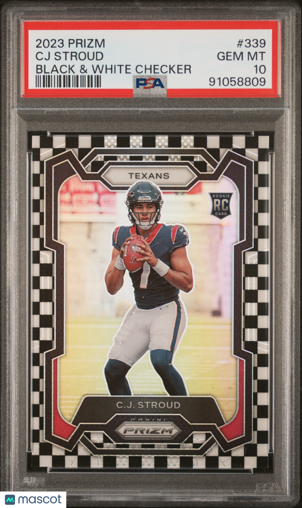2023 Panini Prizm CJ Stroud #339 Black & White Checker PSA 10