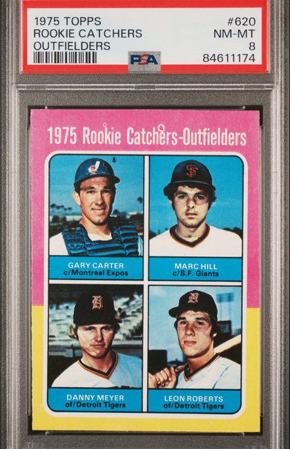 1975 Topps Rookie Catchers- #620 Outfielders PSA 8