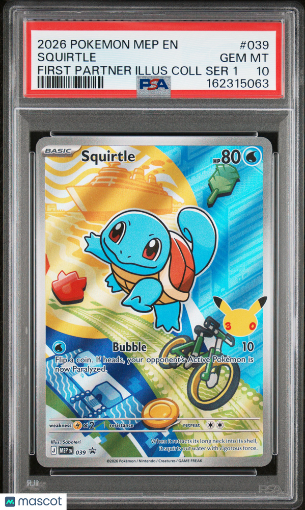 2026 Pokemon Mep EN-Mega Evolution Black Star Promos Squirtle #039 First Partner Illus Coll Ser 1 PSA 10