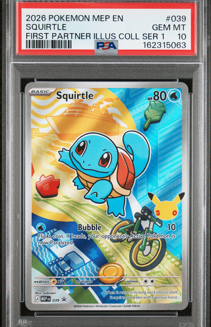 2026 Pokemon Mep EN-Mega Evolution Black Star Promos Squirtle #039 First Partner Illus Coll Ser 1 PSA 10