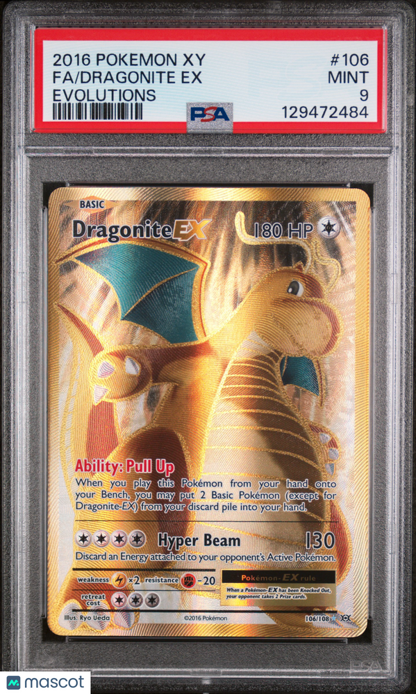 2016 Pokemon Xy Evolutions Dragonite EX #106 Evolutions Fa PSA 9