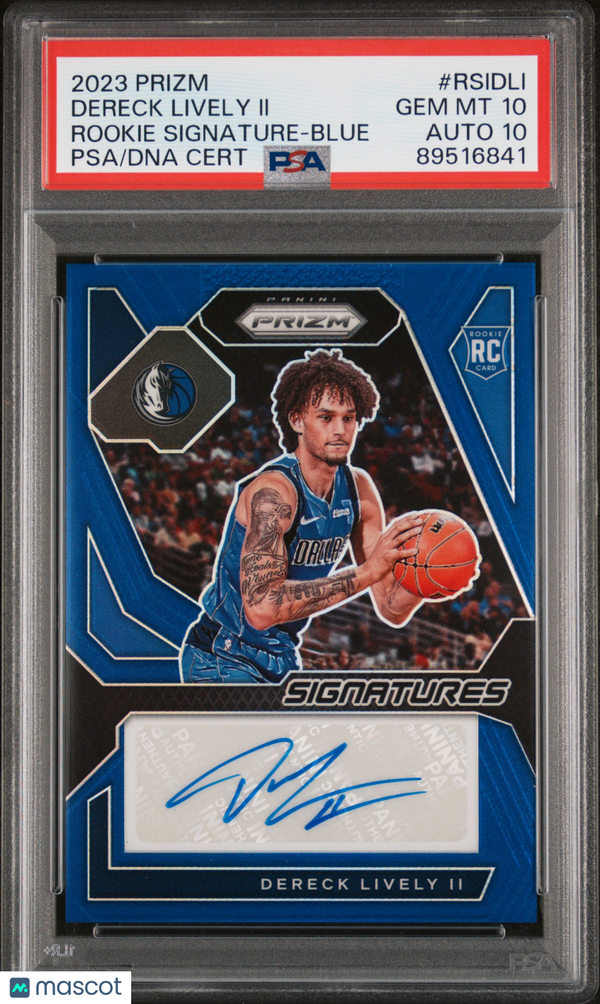 2023 Panini Prizm Rookie Signatures Dereck Lively II #RSIDLI Blue PSA 10