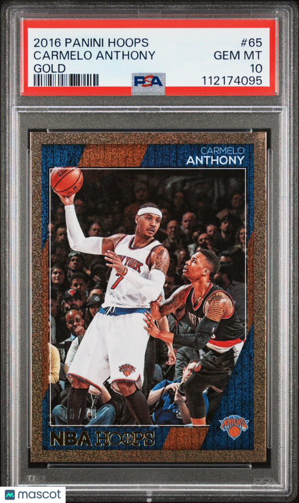 2016 Panini Hoops Carmelo Anthony #65 Gold PSA 10