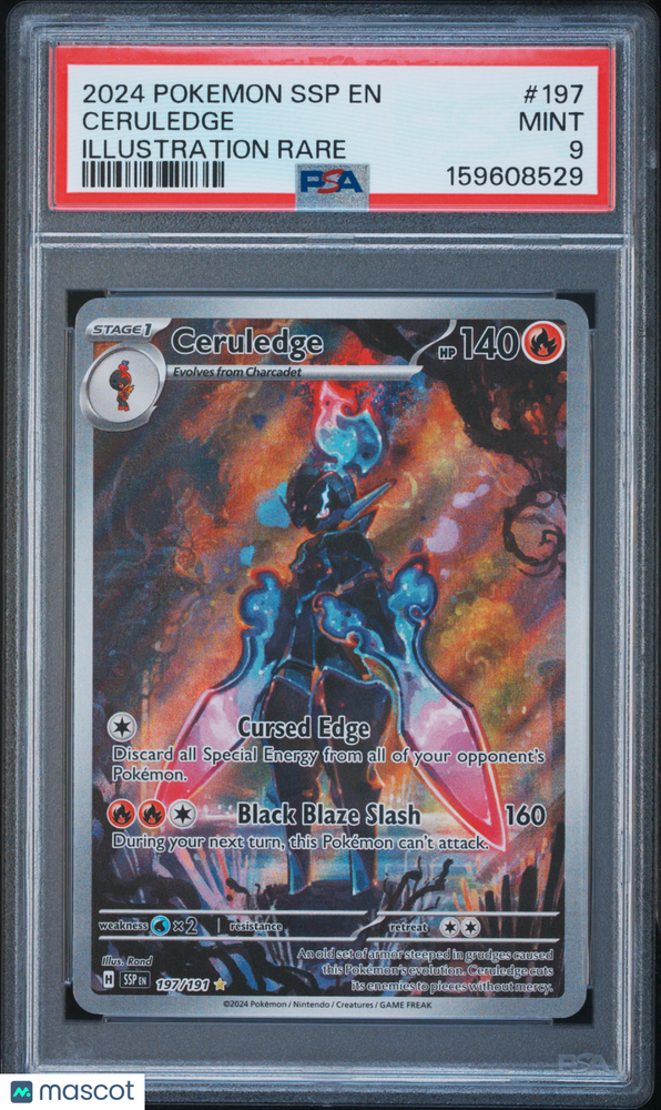2024 Pokemon SSP EN-Surging Sparks Ceruledge #197 Illustration Rare PSA 9