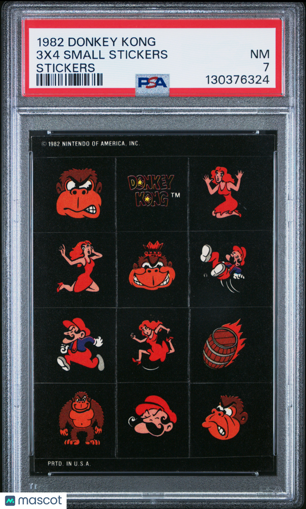 1982 Donkey Kong Stickers 3X4 Small Stickers PSA 7