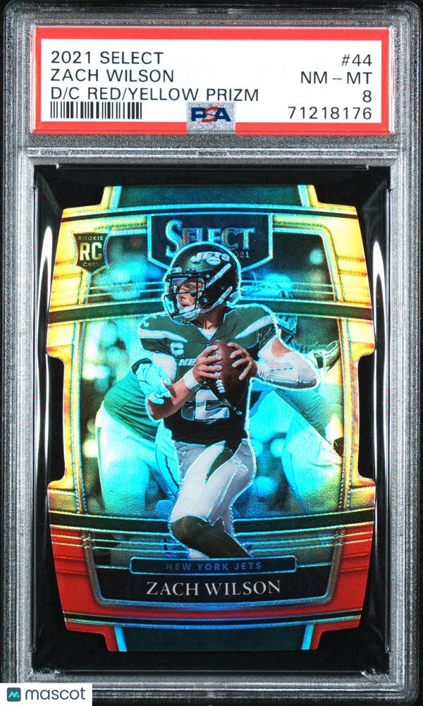 2021 Panini Select Zach Wilson #44 D Red Yellow Prizm PSA 8