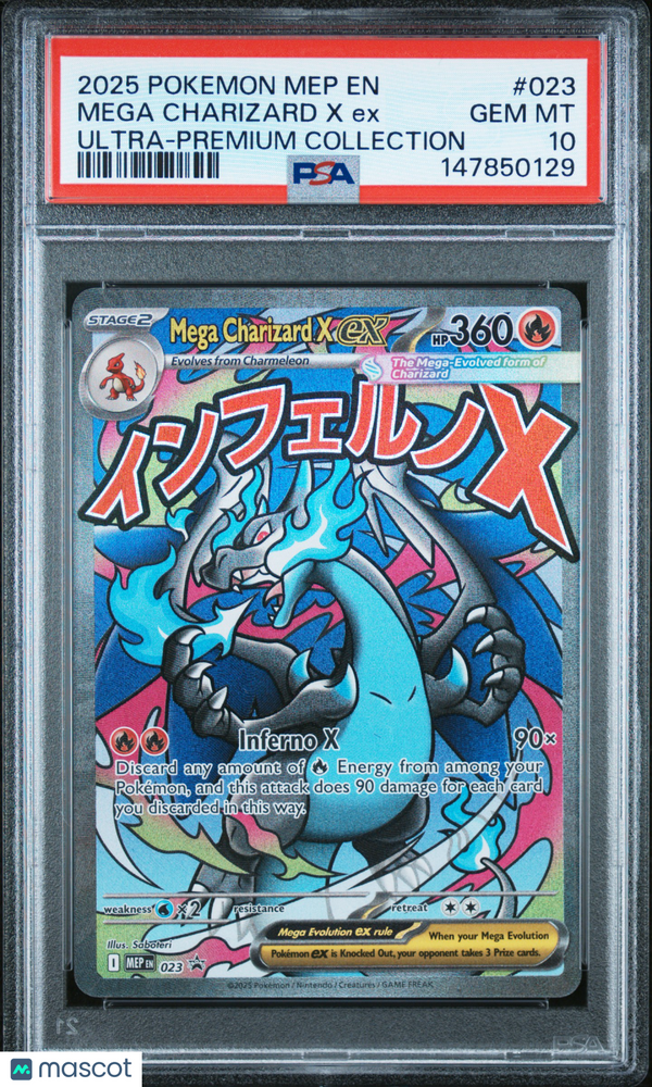 2025 Pokemon Mep EN-Me Black Star Promo Mega Charizard X EX #023 Ultra-Premium Collection PSA 10
