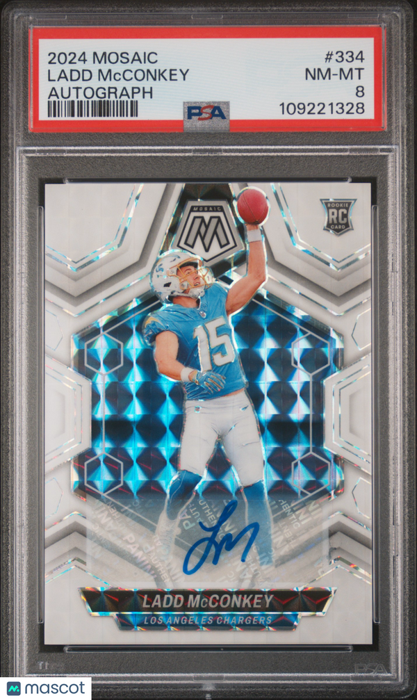 2024 Panini Mosaic Ladd Mcconkey #334 Autograph PSA 8