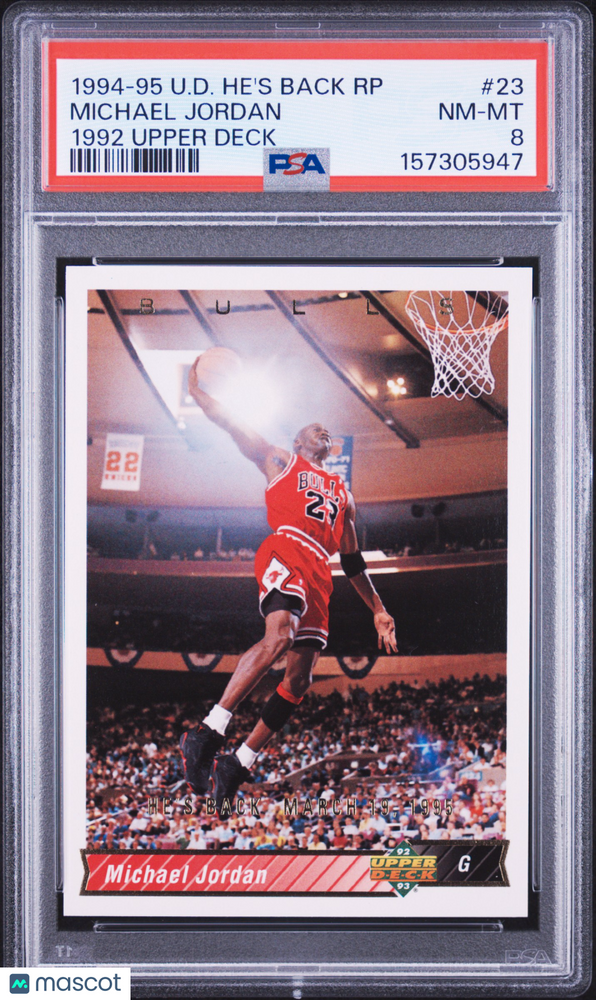 1994 Upper Deck Jordan 94-95 He's Back Reprints Michael Jordan #23 1992 PSA 8