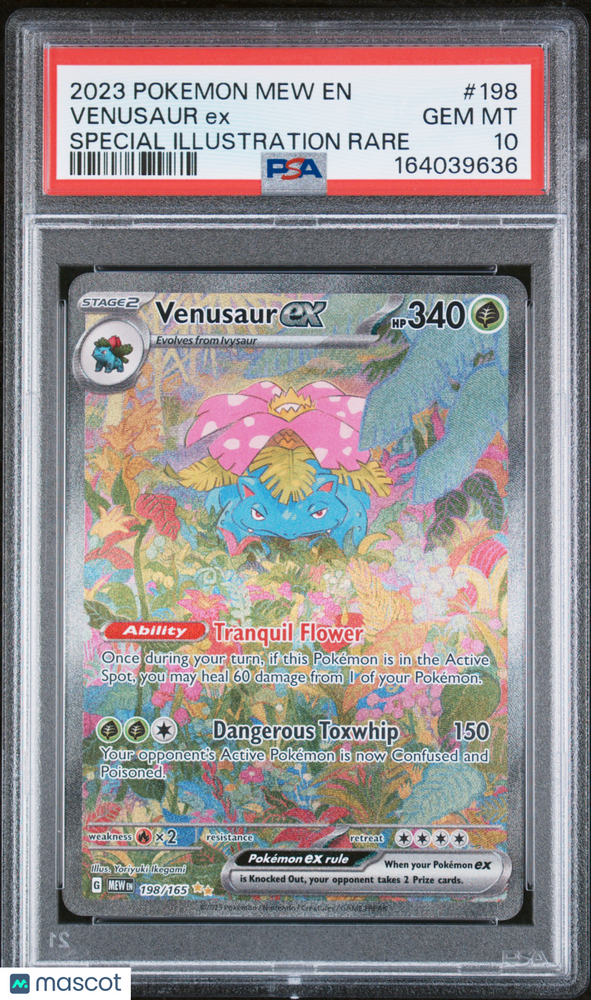 2023 Pokemon Mew EN-151 Venusaur EX #198 Special Illustration Rare PSA 10